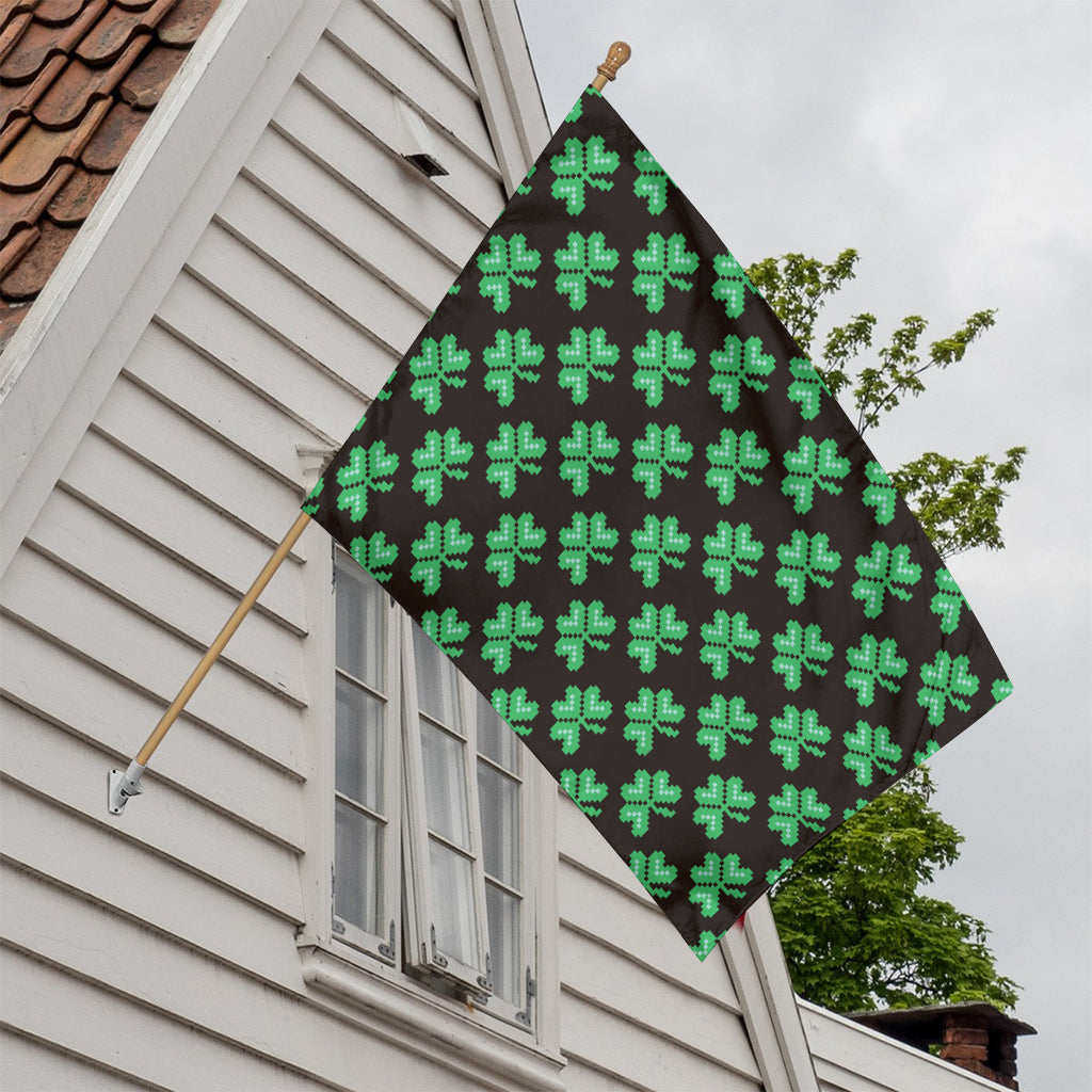 Pixel Clover St. Patrick's Day Print House Flag