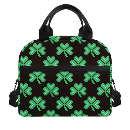 Pixel Clover St. Patrick's Day Print Insulated Lunch Bag