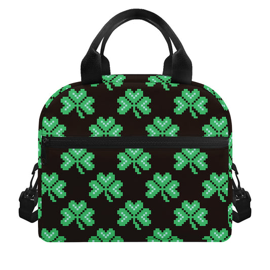 Pixel Clover St. Patrick's Day Print Insulated Lunch Bag