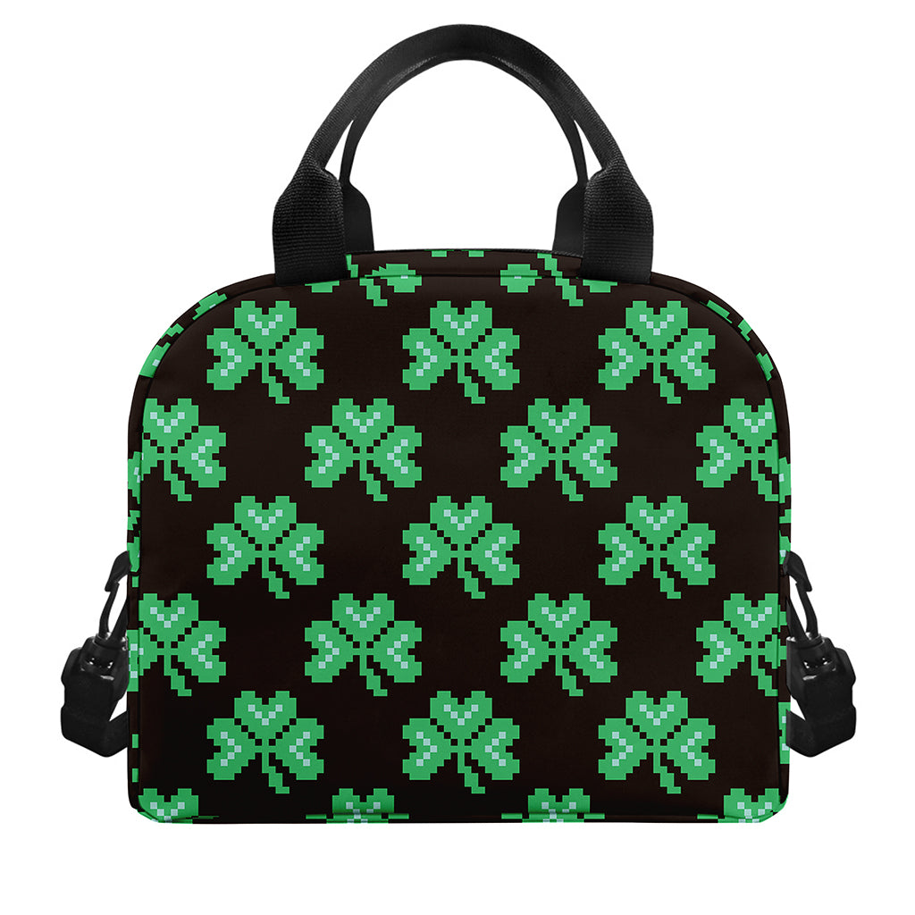 Pixel Clover St. Patrick's Day Print Insulated Lunch Bag