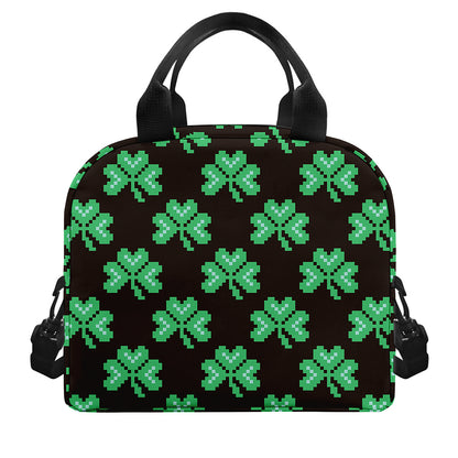 Pixel Clover St. Patrick's Day Print Insulated Lunch Bag