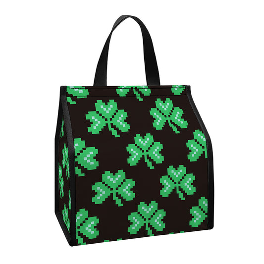 Pixel Clover St. Patrick's Day Print Insulated Lunch Tote