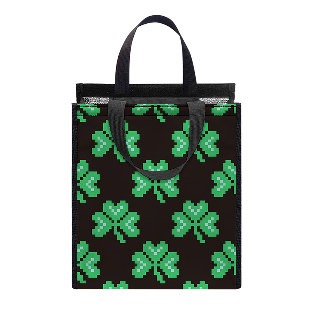 Pixel Clover St. Patrick's Day Print Insulated Lunch Tote
