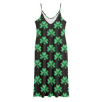 Pixel Clover St. Patrick's Day Print Jersey Midi Cami Dress