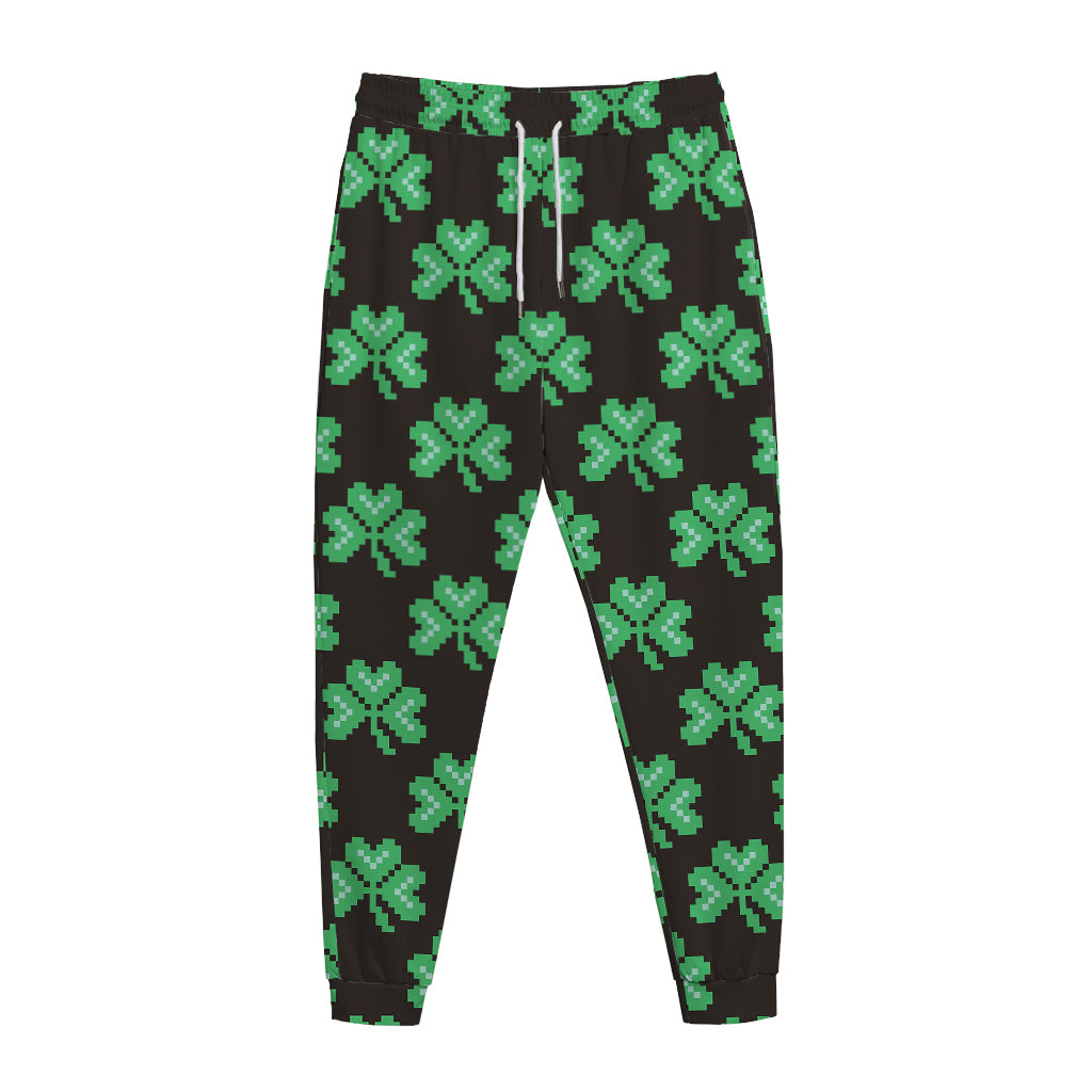 Pixel Clover St. Patrick's Day Print Jogger Pants
