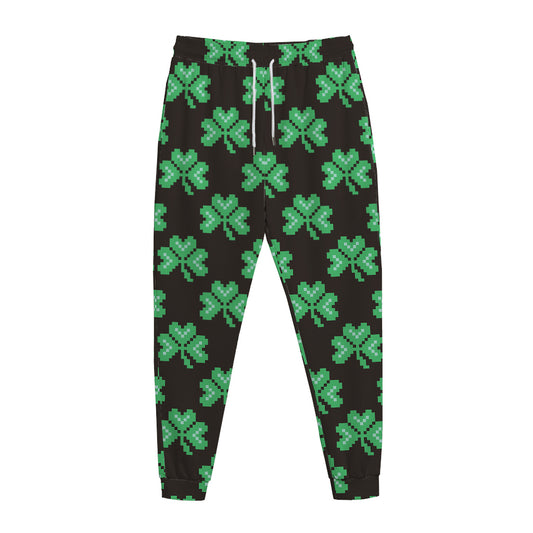 Pixel Clover St. Patrick's Day Print Jogger Pants