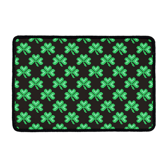 Pixel Clover St. Patrick's Day Print Kitchen Mat