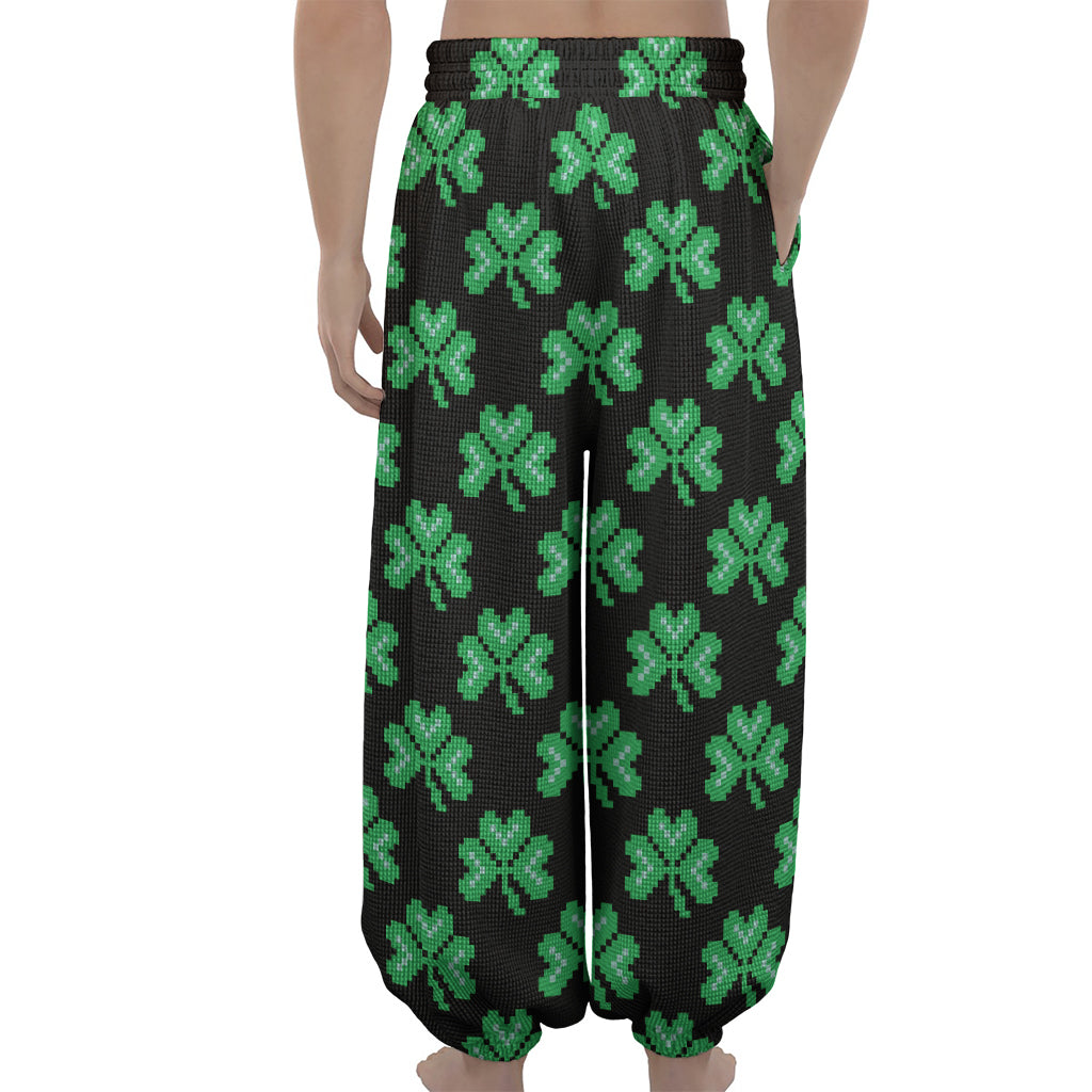 Pixel Clover St. Patrick's Day Print Lantern Pants