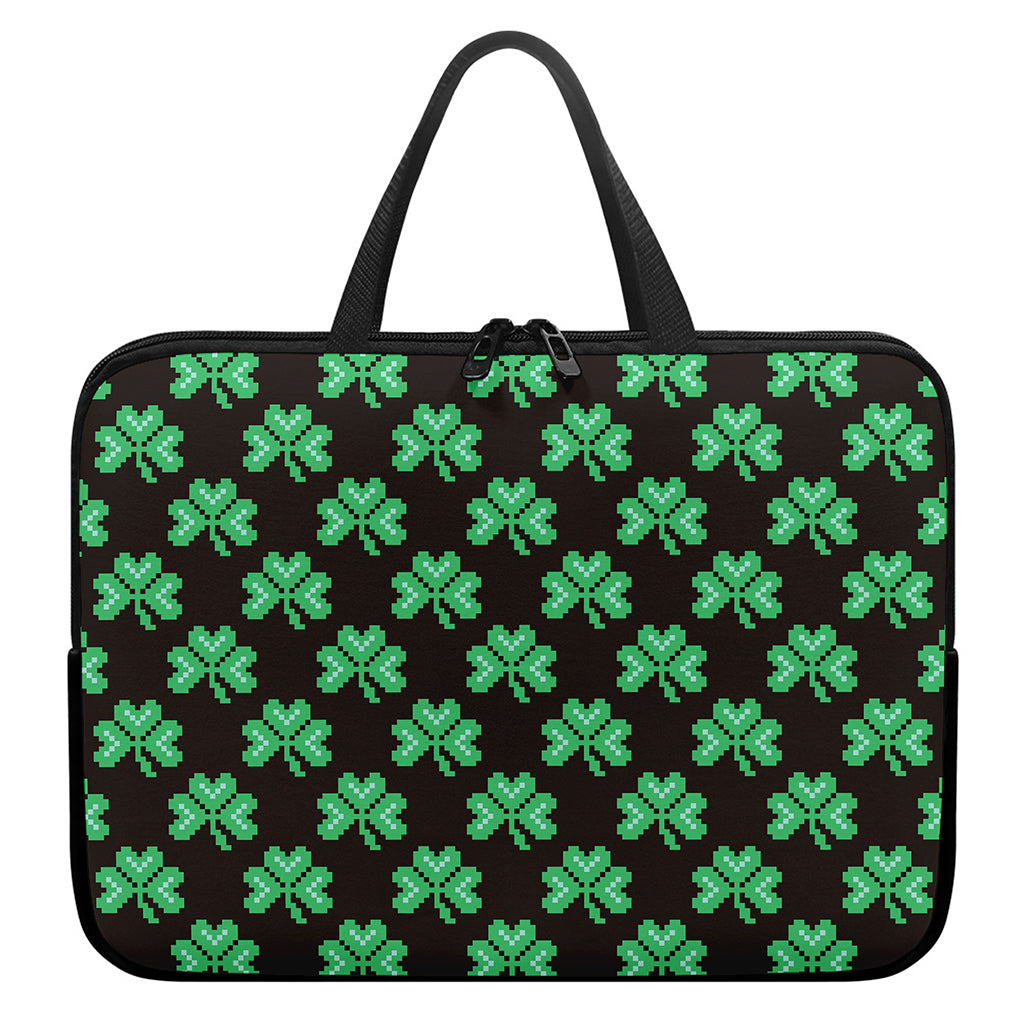 Pixel Clover St. Patrick's Day Print Laptop Sleeve With Handle