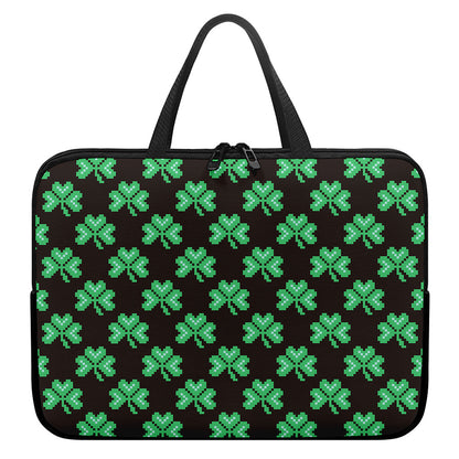 Pixel Clover St. Patrick's Day Print Laptop Sleeve With Handle