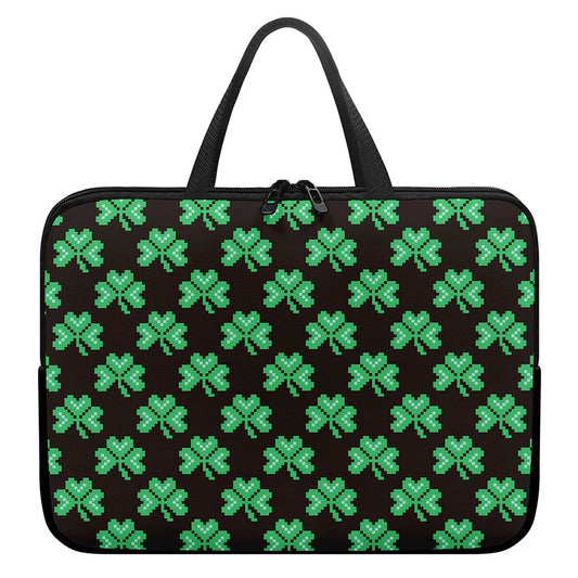Pixel Clover St. Patrick's Day Print Laptop Sleeve With Handle