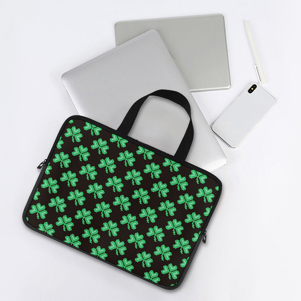 Pixel Clover St. Patrick's Day Print Laptop Sleeve With Handle