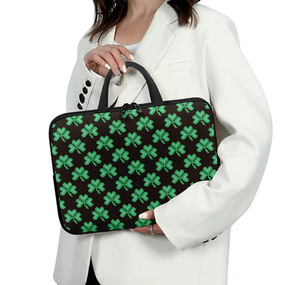 Pixel Clover St. Patrick's Day Print Laptop Sleeve With Handle