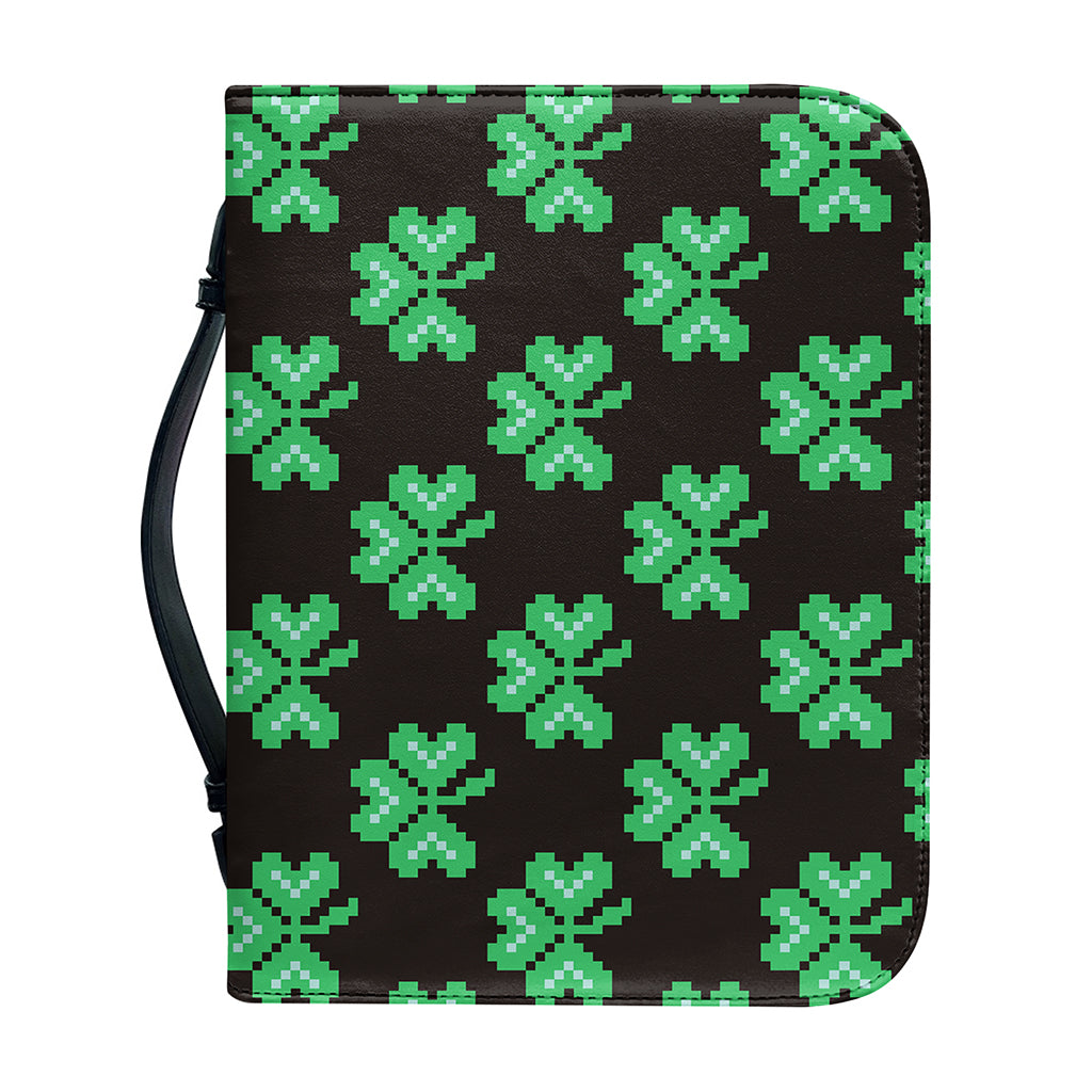 Pixel Clover St. Patrick's Day Print Leather Bible Cover