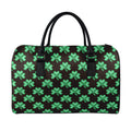 Pixel Clover St. Patrick's Day Print Leather Duffel Bag