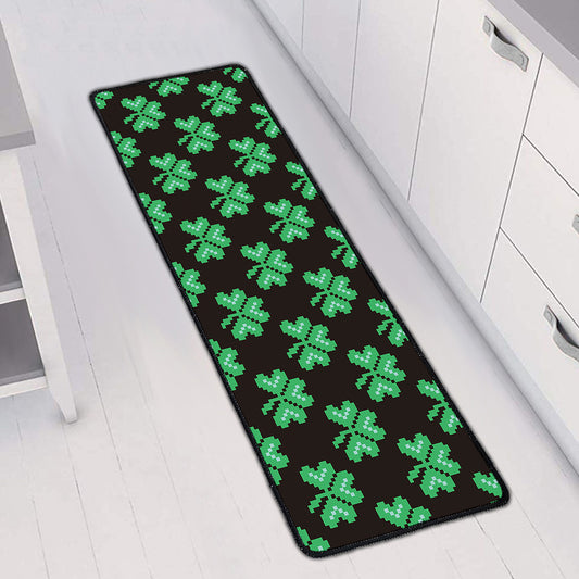 Pixel Clover St. Patrick's Day Print Long Kitchen Mat
