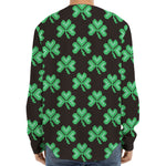 Pixel Clover St. Patrick's Day Print Long Sleeve Baseball Jersey