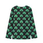 Pixel Clover St. Patrick's Day Print Long Sleeve Short Coat