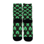Pixel Clover St. Patrick's Day Print Long Socks