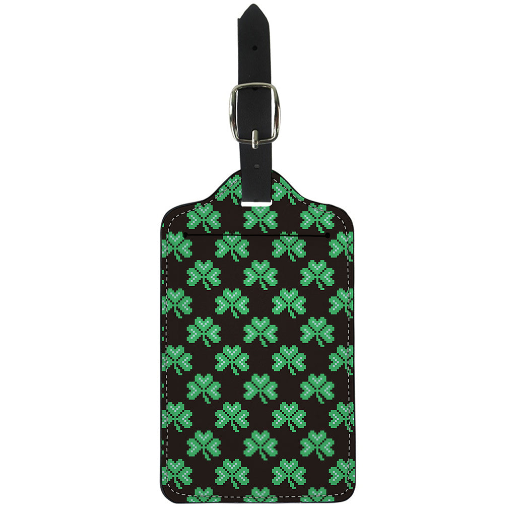 Pixel Clover St. Patrick's Day Print Luggage Tag