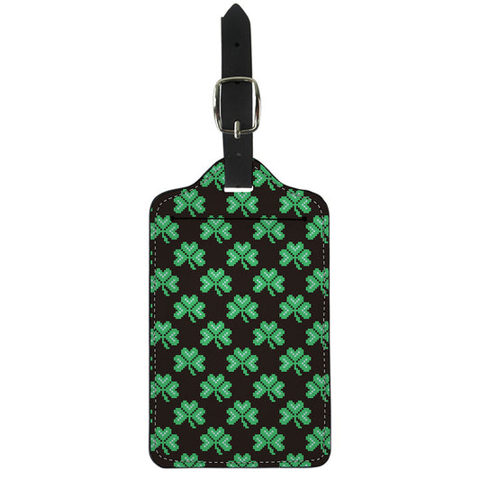 Pixel Clover St. Patrick's Day Print Luggage Tag