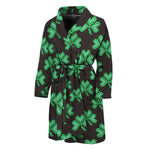 Pixel Clover St. Patrick's Day Print Men's Bathrobe