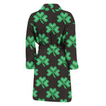 Pixel Clover St. Patrick's Day Print Men's Bathrobe