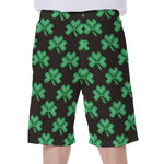 Pixel Clover St. Patrick's Day Print Men's Beach Shorts