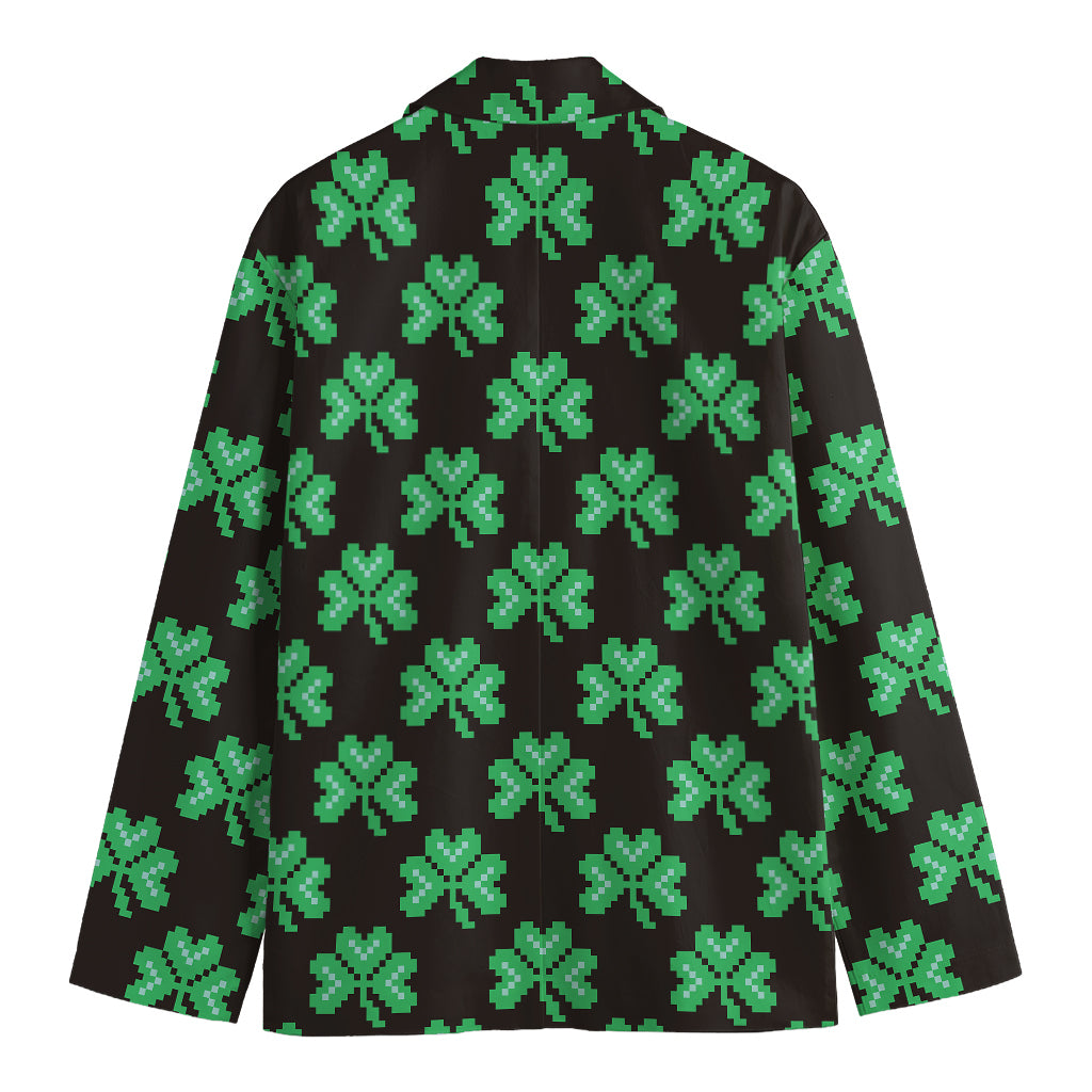 Pixel Clover St. Patrick's Day Print Men's Blazer
