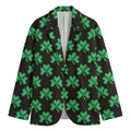 Pixel Clover St. Patrick's Day Print Men's Cotton Blazer