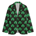 Pixel Clover St. Patrick's Day Print Men's Cotton Blazer