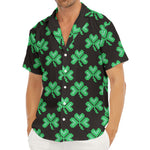 Pixel Clover St. Patrick's Day Print Men's Deep V-Neck Shirt