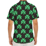 Pixel Clover St. Patrick's Day Print Men's Deep V-Neck Shirt
