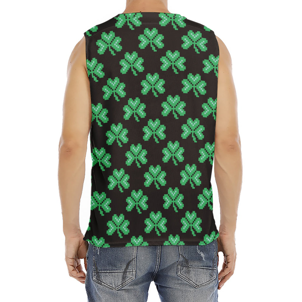 Pixel Clover St. Patrick's Day Print Men's Fitness Tank Top