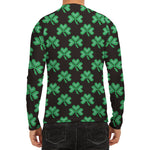 Pixel Clover St. Patrick's Day Print Men's Long Sleeve Rash Guard