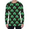 Pixel Clover St. Patrick's Day Print Men's Long Sleeve T-Shirt
