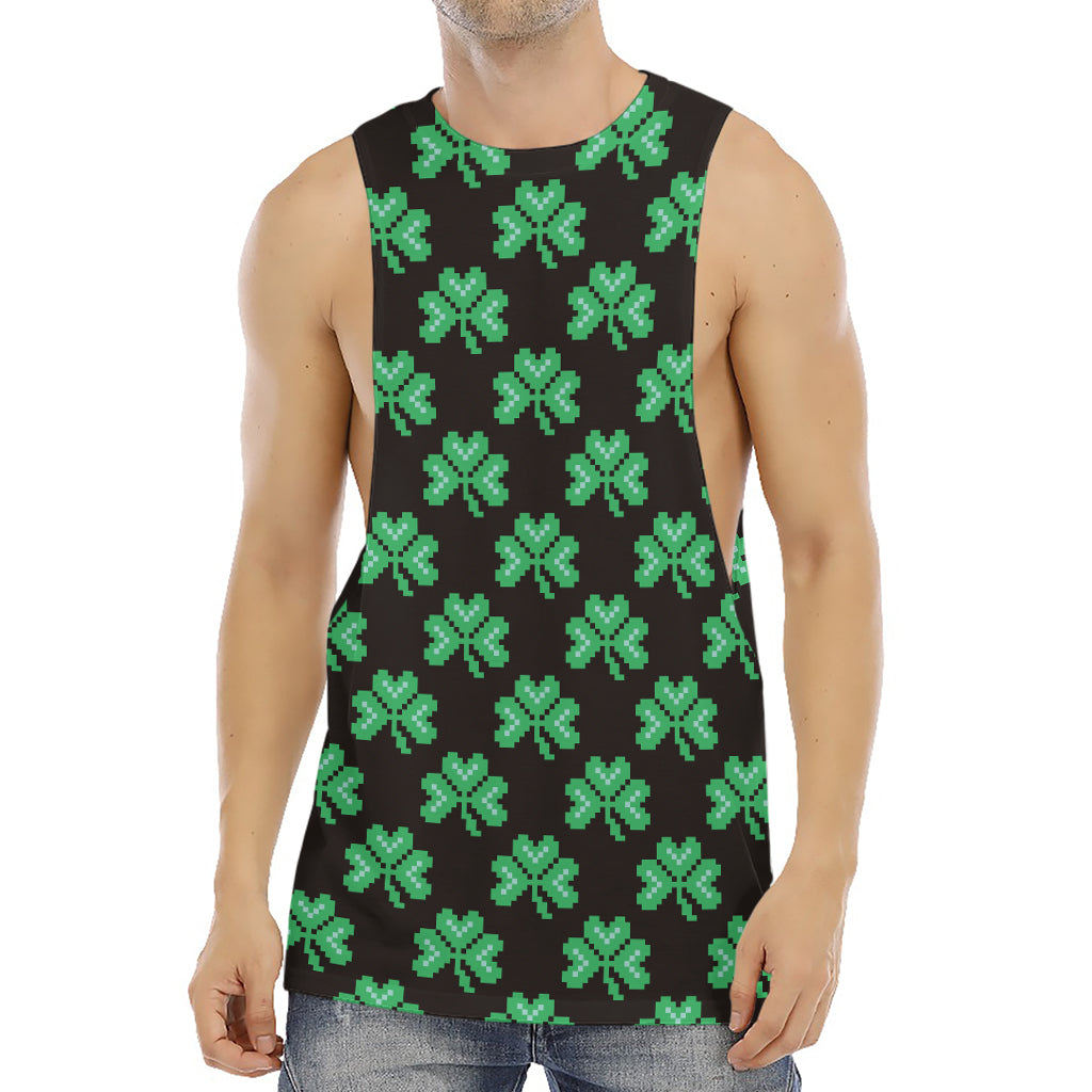 Pixel Clover St. Patrick's Day Print Men's Muscle Tank Top