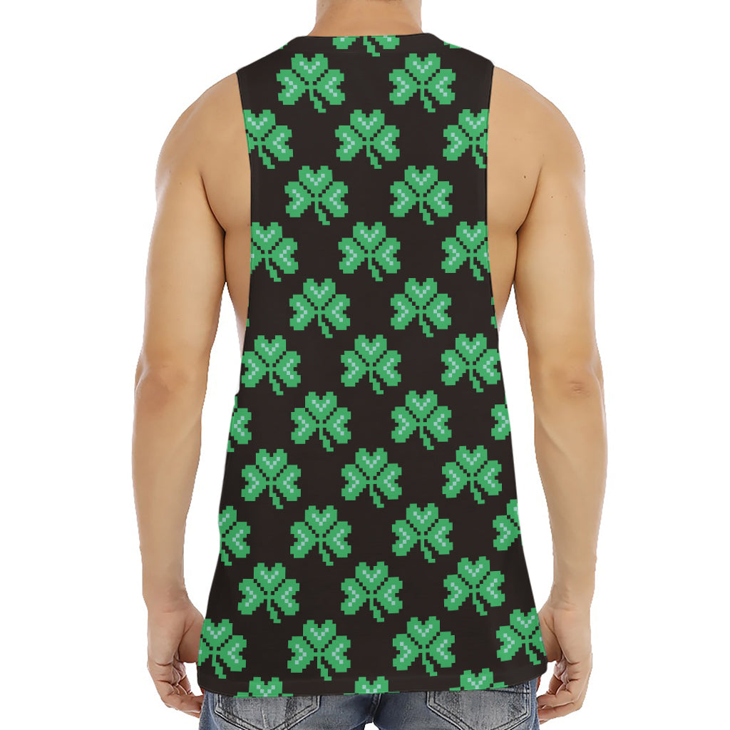 Pixel Clover St. Patrick's Day Print Men's Muscle Tank Top