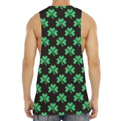 Pixel Clover St. Patrick's Day Print Men's Muscle Tank Top