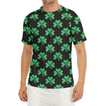 Pixel Clover St. Patrick's Day Print Men's Short Sleeve Rash Guard