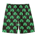 Pixel Clover St. Patrick's Day Print Men's Swim Trunks