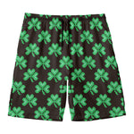 Pixel Clover St. Patrick's Day Print Men's Swim Trunks