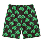 Pixel Clover St. Patrick's Day Print Men's Swim Trunks