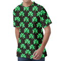 Pixel Clover St. Patrick's Day Print Men's Velvet T-Shirt