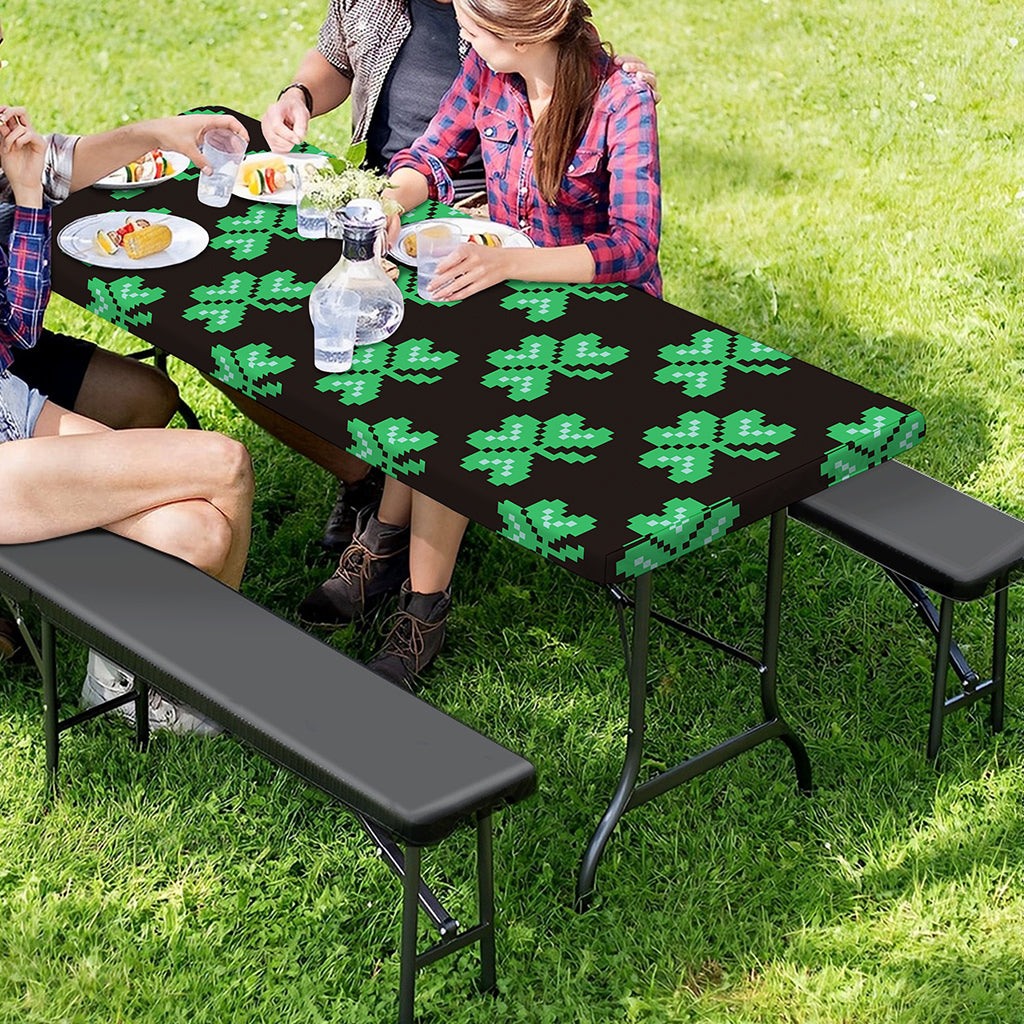 Pixel Clover St. Patrick's Day Print Picnic Table Cover