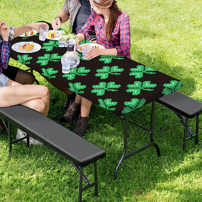 Pixel Clover St. Patrick's Day Print Picnic Table Cover