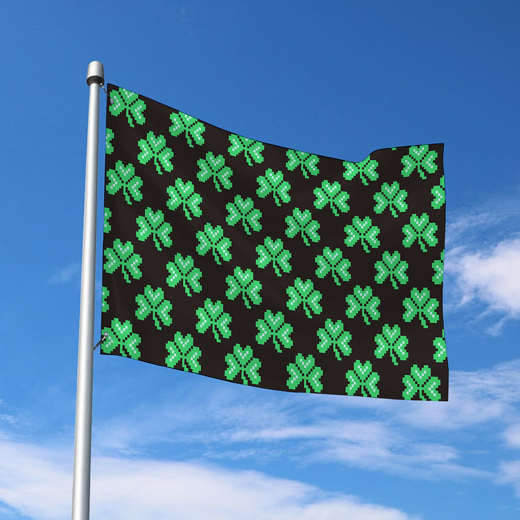 Pixel Clover St. Patrick's Day Print Polyester Flag