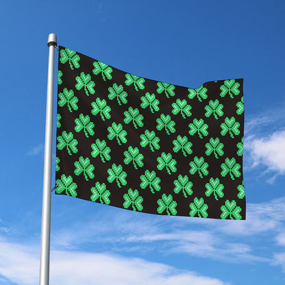 Pixel Clover St. Patrick's Day Print Polyester Flag