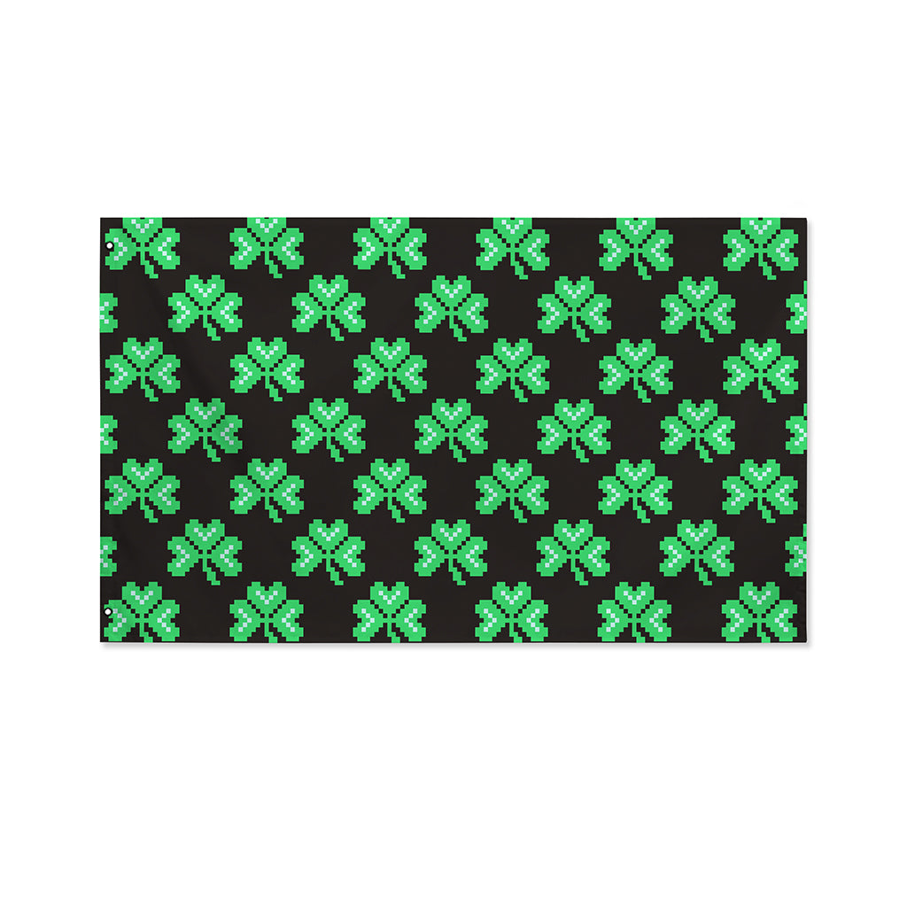 Pixel Clover St. Patrick's Day Print Polyester Flag