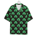 Pixel Clover St. Patrick's Day Print Rayon Hawaiian Shirt